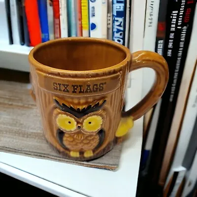 Vintage Sìx Flags Owl Souvenir Mug Cup Ceramic Tree Japan 1970s • $12.99