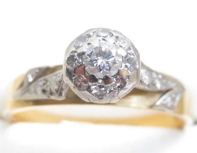 $0.99 • Buy Vintage Genuine 0.34ct G/SI Diamond Ring Palladium 18K Yellow Gold