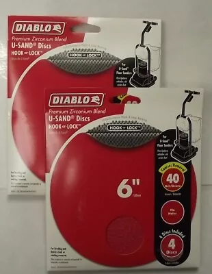 Diablo DCD060040H04W 2-4 Pack's U-Sand Hook & Lock 6  40 Grit Sanding Discs • $4.25