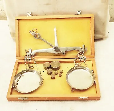 Vtg Antique Jewlers Gold Silver Hanging Pocket Balance Scale Troy Oz DWT Weights • $60.99