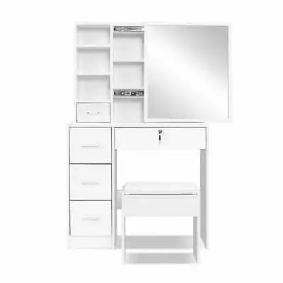 $129.47 • Buy Artiss Dressing Table Stool Mirror Jewellery Cabinet Makeup Storage Drawer White