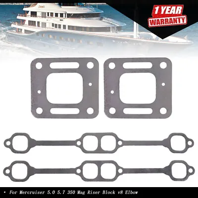 Exhaust Gasket Manifold For Mercruiser 5.0 5.7 350 Mag Riser Block V8 Elbow US • $11.94