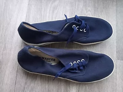 Vintage Yachtmaster Navy Blue Canvas Shoes Size 11  New Deck Shoes Summer • £12.99