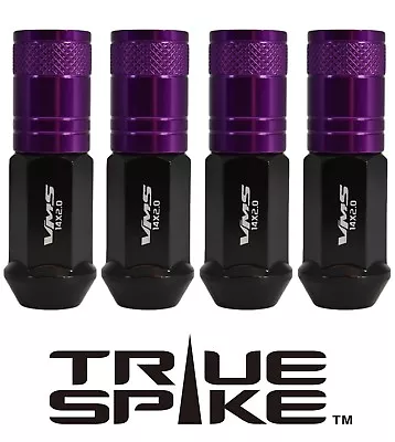 20 True Spike 70mm 1/2  Steel Lug Nuts Purple Tuner Caps For Ford Lincoln • $139.95