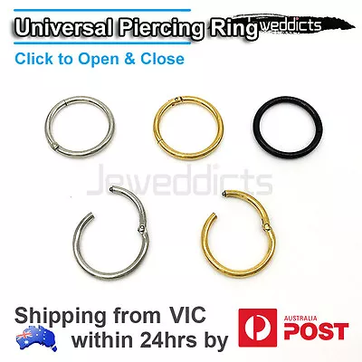 Hinged Ring Hoop Clicker Surgical Steel Septum Segment Ear Nose Lip Piercing • $4.99