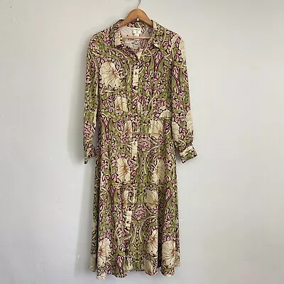 H&M Morris And Co Shirt Dress Floral Women Size 8 Midi • $19.95