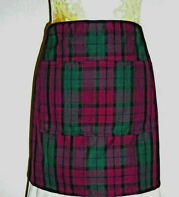 Short Bistro / Cafe / Pub Apron Purple / Green Lindsay Tartan. Front Pocket.. • £8.49