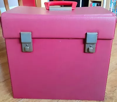 Retro Record Case For Storage Of Vinyl Albums Or 12  Singles - Burgundy/Red • £8.99