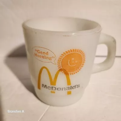 McDonald's Good Morning Coffee Mug Cup Anchor Hocking White Cup 301 Vintage • $14.89