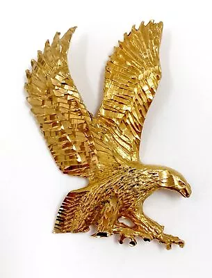 Vintage Large Gold Tone Flying Eagle Necklace Pendant 2” • $8.99