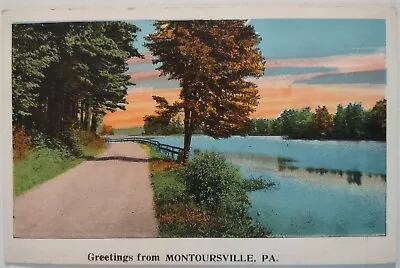 Vintage Postcard Greetings From Montoursville Pennsylvania Sales Sample • $5.65