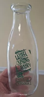 Laurel Spring Dairy Marion Va. Sq. Qt. ACL Baby Cow Milk Bottle • $23.99