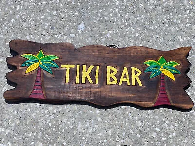 $22 • Buy 23” Palm Tree Tiki Bar  Tropical Sign Wall Hanging Art Island Home Decor