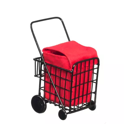 Dollhouse Grocery Shopping Cart Turning Wheels Red Bag 1:12 Doll House Miniature • $21.95