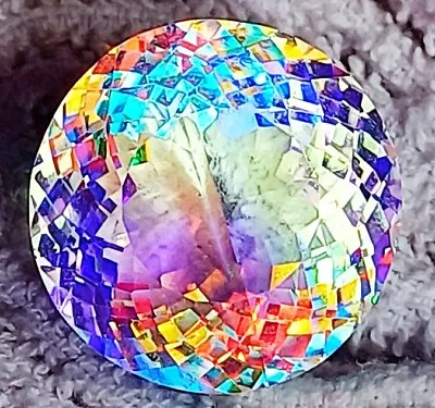 Rainbow Mystic Quartz  Round Shape Certified 62.85 Ct Loose Gemstone • $22.94