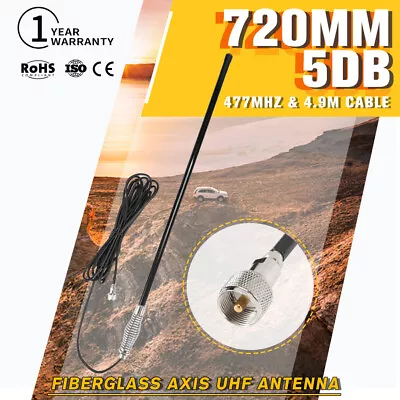 UHF Antenna 5 DBi CB Radio Fiberglass Black 720 MM For GME UNIDEN ORICOM • $52.95