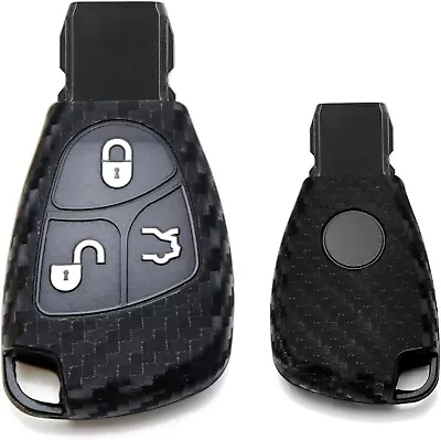  Carbon Fiber  Style Silicone Key Fob Cover For Mercedes Gen1 C E S G CL Keyless • $8.99