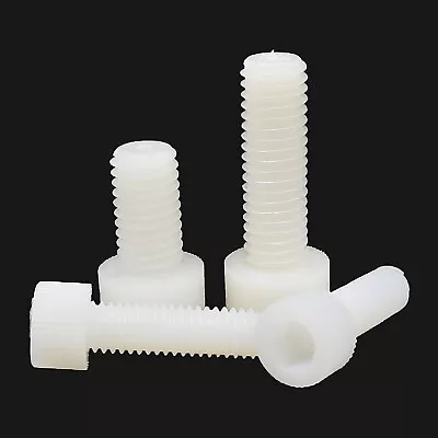 2/50pcs M3-M12 White Nylon Plastic Allen Hexagon Hex Socket Cap Head Screw Bolt • $1.99