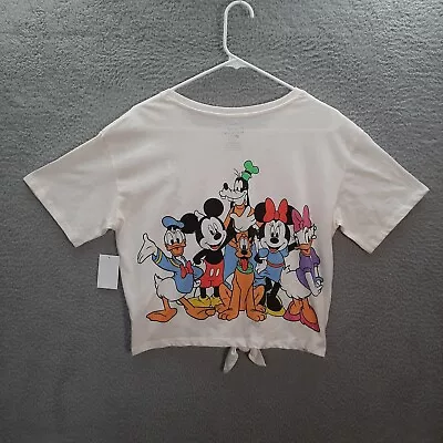 Disney Shirt Womens Extra Large White Crop Top Mickey Mouse Double Sided Graphic • $9.66