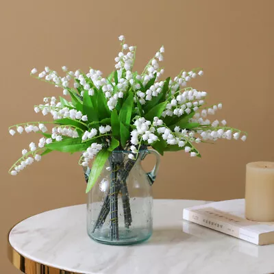 10 Pcs Artificial Lily Of The Valley For Wedding Bouquet DIY Floral Arrangements • £9.49