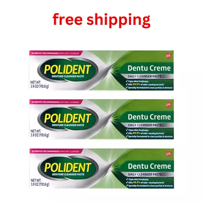 3 Pack - Polident Dentu-Creme Denture Toothpaste 3.9 Oz Each • $21.53