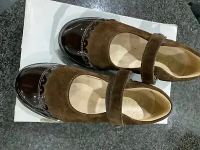 Girls Naturino Brown Patent & Leather Mary Jane Shoe Size 31 • £18