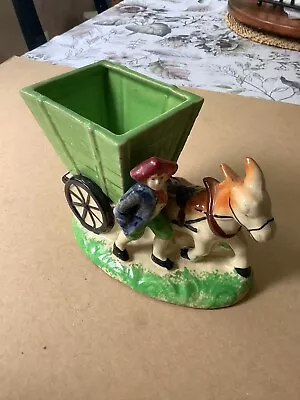 Vintage Hand Painted Donkey Cart Planter Japan • $17.25