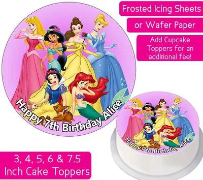 £1.99 • Buy Disney Princesses Edible Wafer & Icing Personalised Cake Toppers Birthday Party