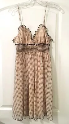 Rubber Ducky Productions Beige Brown Polka Dot Fully-lined Dress - M • $15