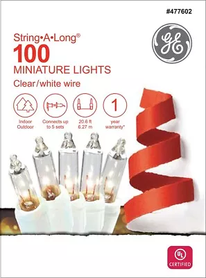 $10.45 • Buy GE String-A-Long 100-Ct. Clear Incandescent Christmas String Lights WHITE WIRE