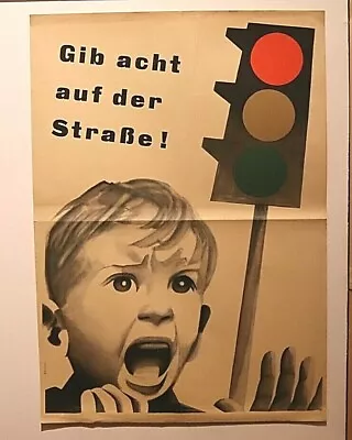 £39 • Buy C1950s Be Careful On The Road German Poster Propaganda Screaming Child ~ Weinert