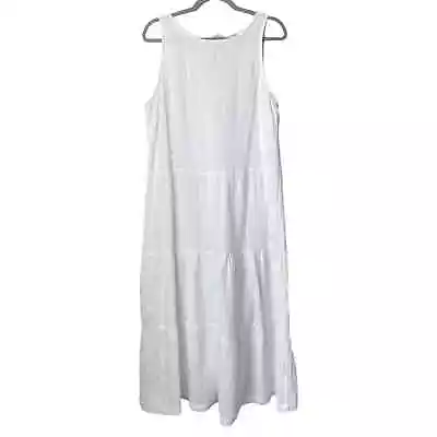 Joie | Women's White Gauzy Sleeveless Tie Back Tiered Maxi Dress | Sz XL • $28