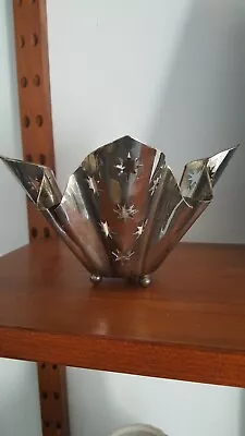 Vth Mid Century Silver Plated Star Footed Knapkin Candle Holder • $24