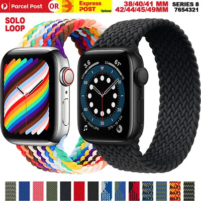 $6.59 • Buy Braided Solo Loop Apple Watch Iwatch Band Series 8 7 6 5 38 40 41 42 44 45 49 Mm