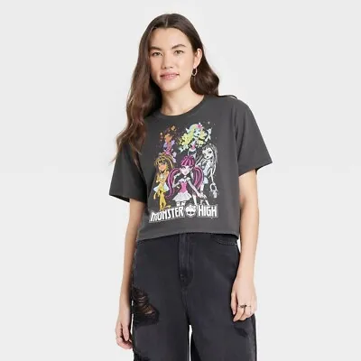 Women's Monster High Cropped Short Sleeve Graphic T-Shirt - Black XXL • $11.99