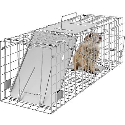 VEVOR Live Animal Cage Trap 24  X 8  X 8  Humane Cat Trap Cats Squirrels Mouse • $26.99