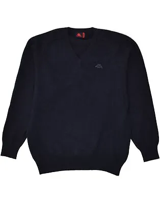 KAPPA Mens V-Neck Jumper Sweater Large Navy Blue Wool AY12 • £22.09