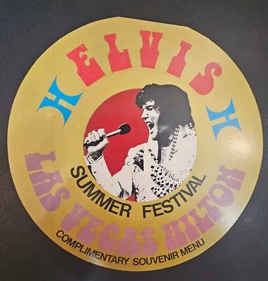 Elvis Presley Original Las Vegas Hilton Summer Festival Gold Round 7-inch Menu • $50