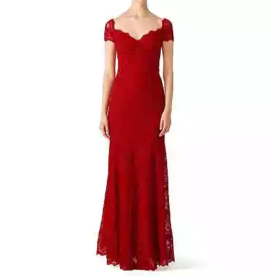 Nicole Miller Tempted By You Gown 4 Red Lace Special Occasion Cap Sleeve Event  • $134.99