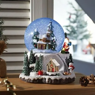 Christmas Village Scene Decoration Globe Pre Lit Snow LED Musical Winter Xmas • £24.99