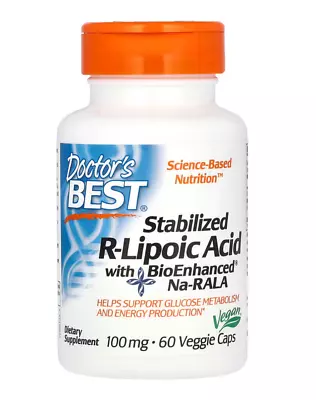 Doctor's Best  Stabilized R-Lipoic Acid With BioEnhanced Na-RALA 100mg - 60vcap • £25.99