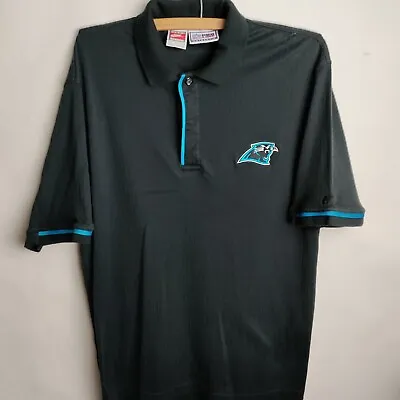 Vintage Carolina Panthers Polo Shirt Medium Black Nike Pro Line NFL Football 90s • $24.61
