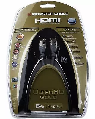 Monster 5-Feet Gold UHD Advanced High Speed HDMI Ethernet Cable • $13.99