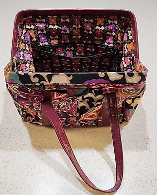 VERA BRADLEY Suzani Purple Wine Patent Handles Hard Frame Shoulder Bag Purse  • $19.99