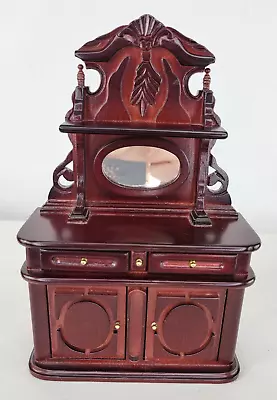 Dollhouse Mahogany Hutch Mirror Victorian Sideboard 1:12 Miniature Buffet • $24