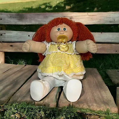 Cabbage Patch Kids Doll HM# 4 Pacifier Green Eyes Red Hair 2 Dimples 1985 • $79.99