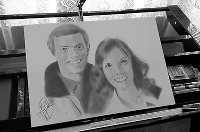The Carpenters Hand Drawn Art Print Pencil A3 Collectable Fan Wall Canvas Poster • £20