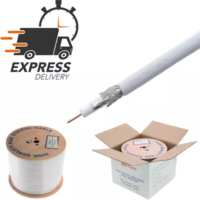 RG6 500FTCable Bulk Coaxial Cable Wire Dual Shield 18AWG White Coax Satellite TV • $58.25