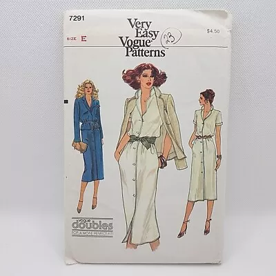 Vogue 7291 Misses' Shirt Dress & Unlined Jacket Sewing Pattern Size 14-16 Uncut • $6.99