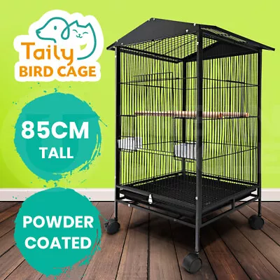 Taily 85cm Bird Cage Stand-Alone Aviary Budgie Perch Castor Wheels Large Cages • $75.99